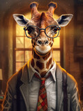 Cute giraffe animal wear suit fun photography