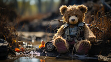 Teddy Bear In A Ditch Dirty And Damaged Child Stuffed Toy