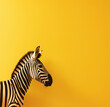 Zebra portrait against yellow background, Generative AI Illustration