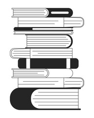 Fototapete - Stack of books flat monochrome isolated vector object. Editable black and white line art drawing. Simple outline spot illustration for web graphic design