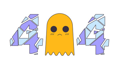 Poster - cute small ghost error 404 flash message. crystal shattering 404. ice cracks numbers. empty state ui