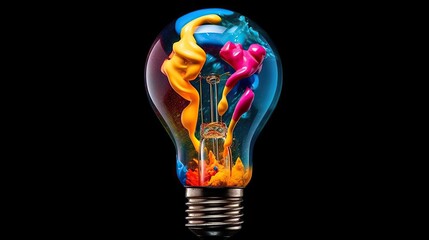 Wall Mural - idea concept of unique creative idea with lightbulb, generative ai