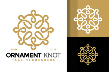 Sticker - Golden ornament knot logo design vector symbol icon illustration