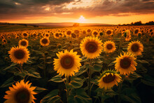 A Field Of Sunflowers With The Word Sunflower On It Photography