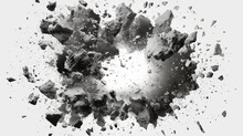 Illustration Of A Black And White Of A Explosion Of Rocks