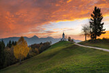 Fototapeta Na sufit - Jamnik Sunset Slovenia