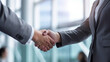© REC Stock Footage - A businesswoman and a sharp suited man engage in a firm handshake. Generative AI