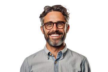 Portrait of a happy smiling teacher man wearing glasses on a transparent background