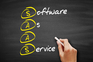 Poster - saas - software as a service, acronym business concept on blackboard