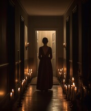 Lady Macbeth Sleepwalking In A Candle-lit Corridor.