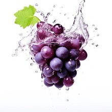 Fresh Grape In Water Splash On White Backround. Juicy Fruit. Generative AI