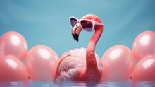 Flamingo Wearing A Straw Hat