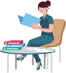 Poster - woman holding document report isolated on white background. data analysis of female employee with pa