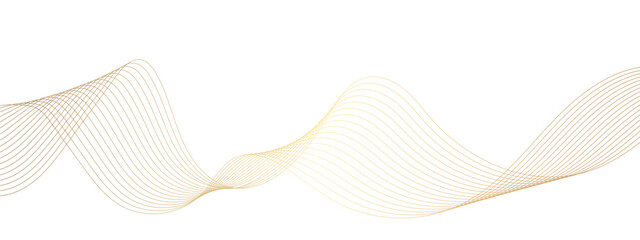 Wall Mural - Luxury golden flowing wave curved lines, frequency wavy sound, technology curve line background. Design used for technology, science, banner, template, wallpaper, business and many more.