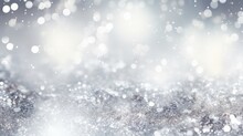 Christmas Background With Snowflakes And Bokeh Glitter Effect With Room For Copy. AI Generative Art.