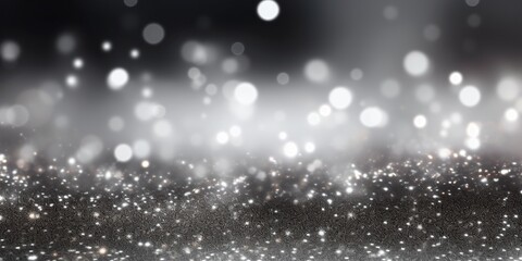 Christmas background with snowflakes and bokeh glitter effect with room for copy. AI generative art.