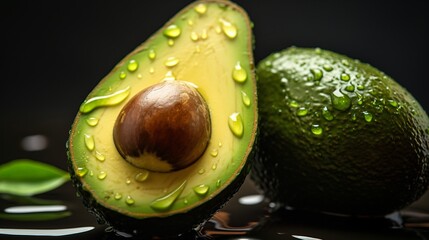 Fresh, raw avocado on a black background