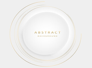 Wall Mural - abstract 3d circle. abstract white shapes background with golden elements. vector illustration