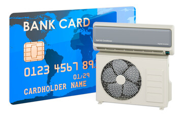 Poster - Air conditioner with credit card, 3D rendering