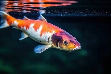 Canvas Print - Koi Fish swimming in a pond (Ai generated)