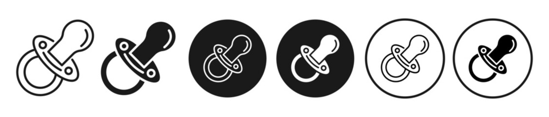 Baby flat icon set. Simple baby pacifier vector line symbol in filled and outlined style.