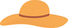 Women's Summer Hat Vector Illustration. Beach Headgear On White Background.