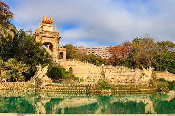 Canvas Print - Cascada Monumental fountain in Ciutadella park in Barcelona, Spain