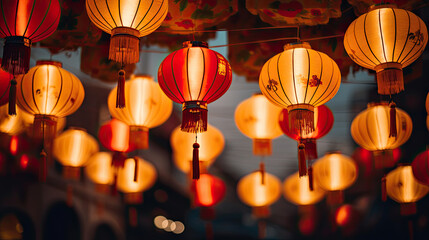 yellow and red chinese lanterns