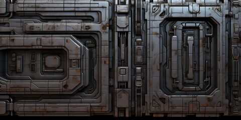 Wall Mural - AI Generated. AI Generative. Sci fi future technology space galaxy ship decoration door panel hud. Graphic Art