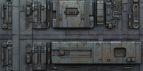Wall Mural - AI Generated. AI Generative. Sci fi future technology space galaxy ship decoration door panel hud. Graphic Art