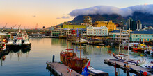 Victoria And Alfred Waterfront And Harbor At Sunset, Cape Town