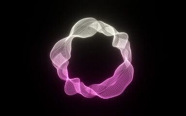 Poster - Futuristic colorful sphere of lines. Network connection big data. Abstract technology background. Place for text. 3d rendering.