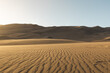A beautiful landscape, portrait orientation, wide angle shot of The Great Sand Dunes National Park and Reserve located in southern Colorado in Mosca in the spring of 2020. 