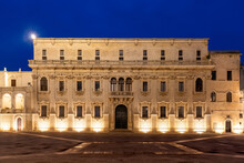 Palace In Piazza Del Duomo Square Of Lecce At Blue Hour, Salento, Apulia