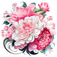 Wall Mural - bouquet of pink flowers on a white background