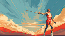 Colorful Creative Illustration Of An Athlete. Generative AI
