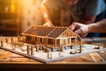 Poster - Building expertise: skilled hands of an architect guide the construction model