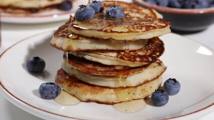 Wall Mural - stack of pancakes with fresh blueberries food on plate