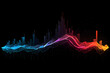 colorful synthesizer rainbow wave graph line on black background in digital design sound technology wafeform