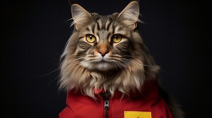 Poster - Whiskered Server: Maine Coon Fast Food Crew