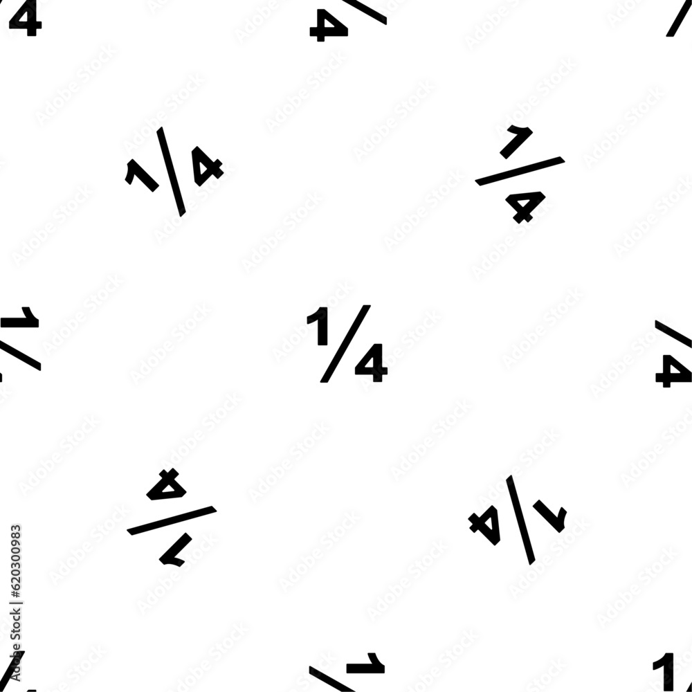 Quarters Fraction Pattern Seamless pattern of repeated black quarter fraction symbols. Elements ...