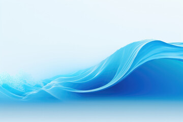 Abstract blue wave background. Stylized water flow banner - Generative AI