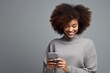 © ArtCookStudio - A frican american young woman girl with a smartphone Illustration AI Generative