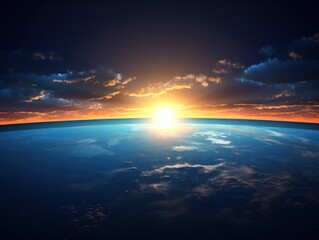 Wall Mural - earth with sun. illustration ai generative