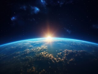 Wall Mural - earth with sun. illustration ai generative