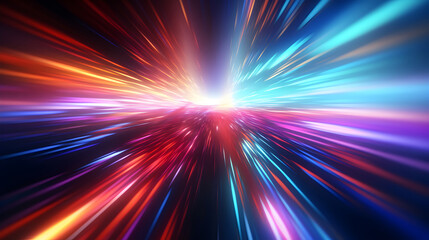 Abstract background with glowing pink,  blue, red, yellow, orange neon lines. Colored electric cables and led..
