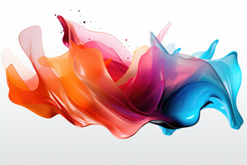 Poster - A close up of a colorful liquid substance. Generative AI. Rainbow wave on white background.