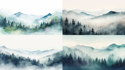 Canvas Print - landscape with fog