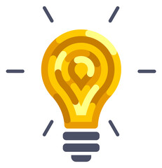 Poster - Golden light bulb icon. Bright idea logo