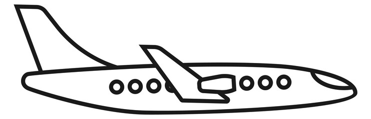 Poster - Flying plane icon. Linear passenger airline symbol